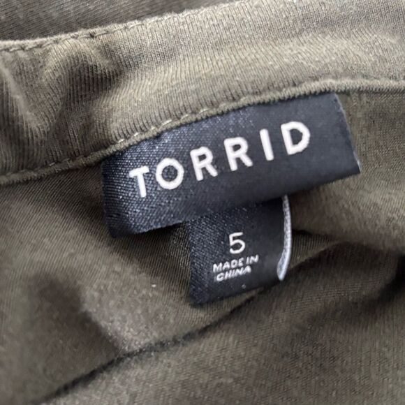 Torrid 5 Challis Zip-Front Knit Shirt Dress Olive Business Casual Comfort Layer - Picture 4 of 13